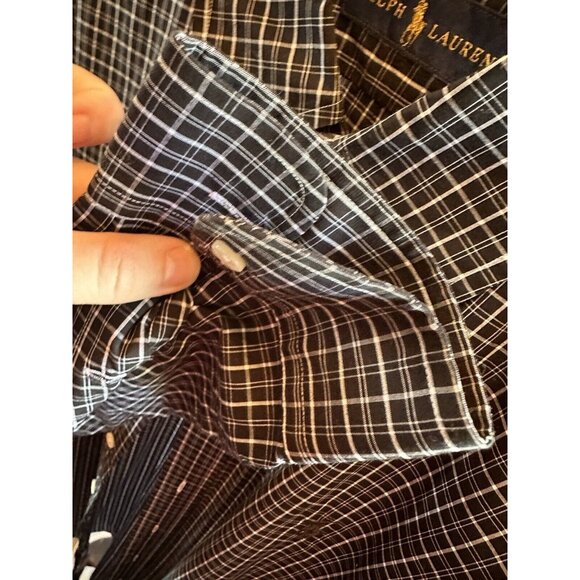 Ralph Lauren‎ Men Shirt Button Up XL Black Check - Picture 7 of 9